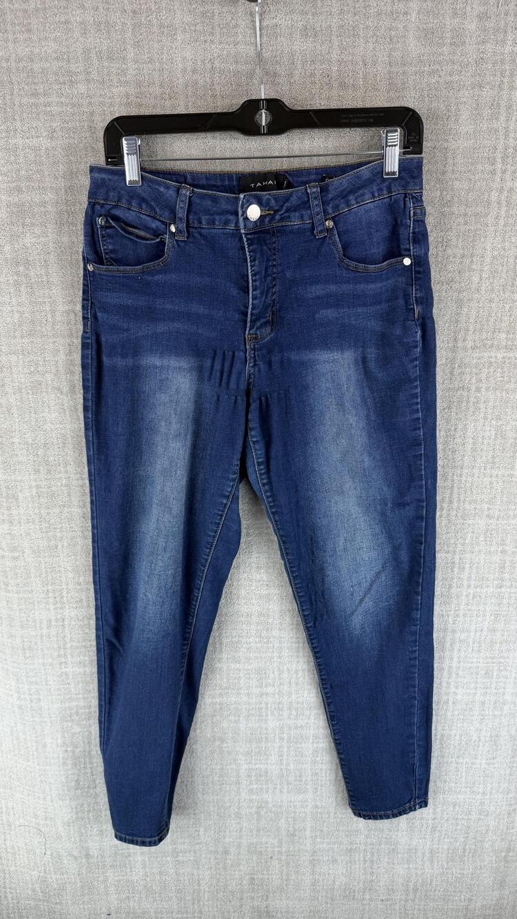 Tahari Jeans Womens 8 Blue Medium Wash Skinny Slim Stretch Mid Rise Chloe
